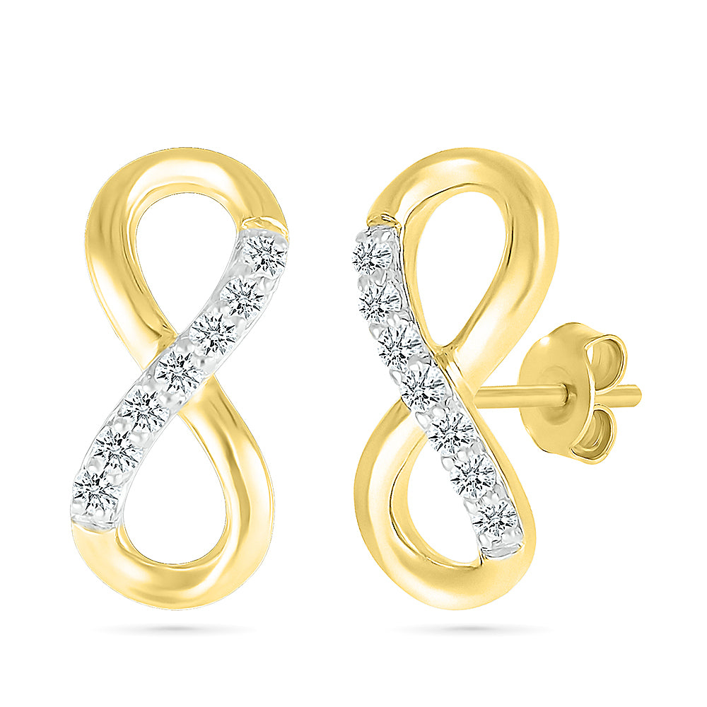 Gold Infinity Diamond Stud Earrings