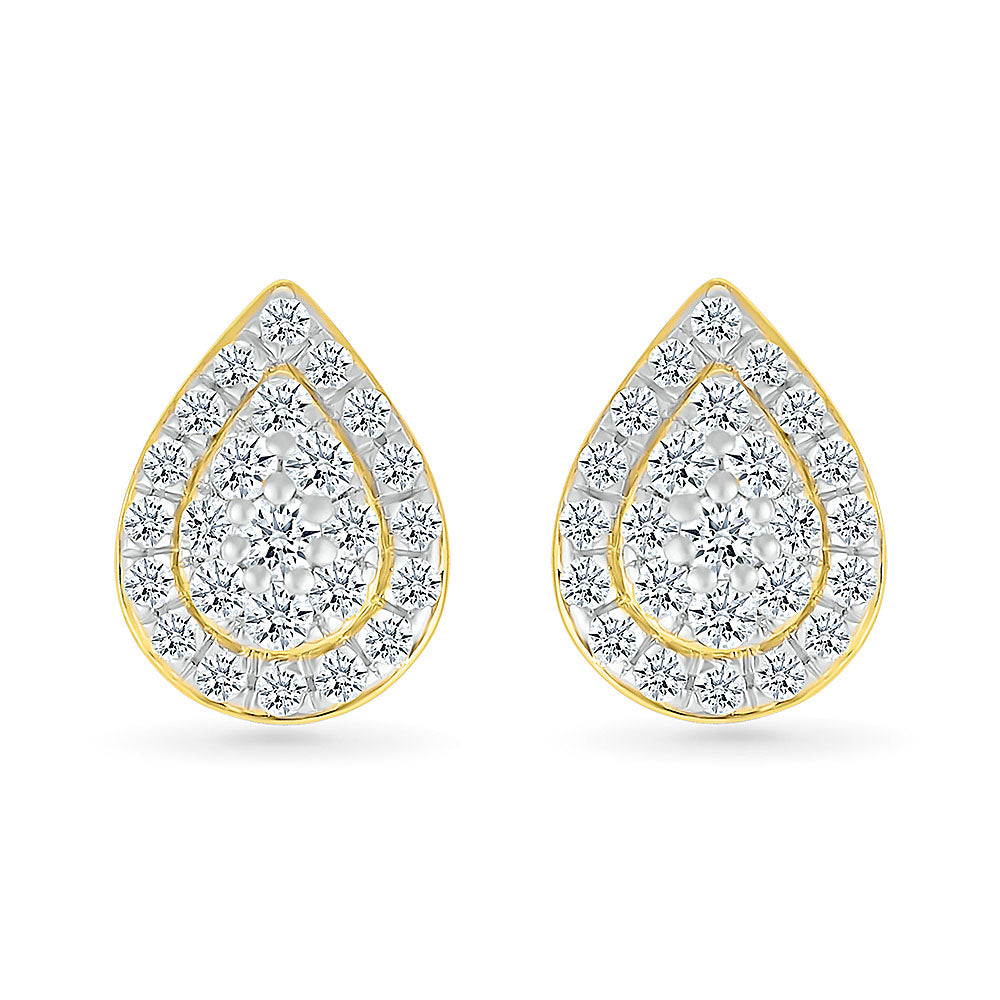 Gold Tear Drop Diamond Earrings