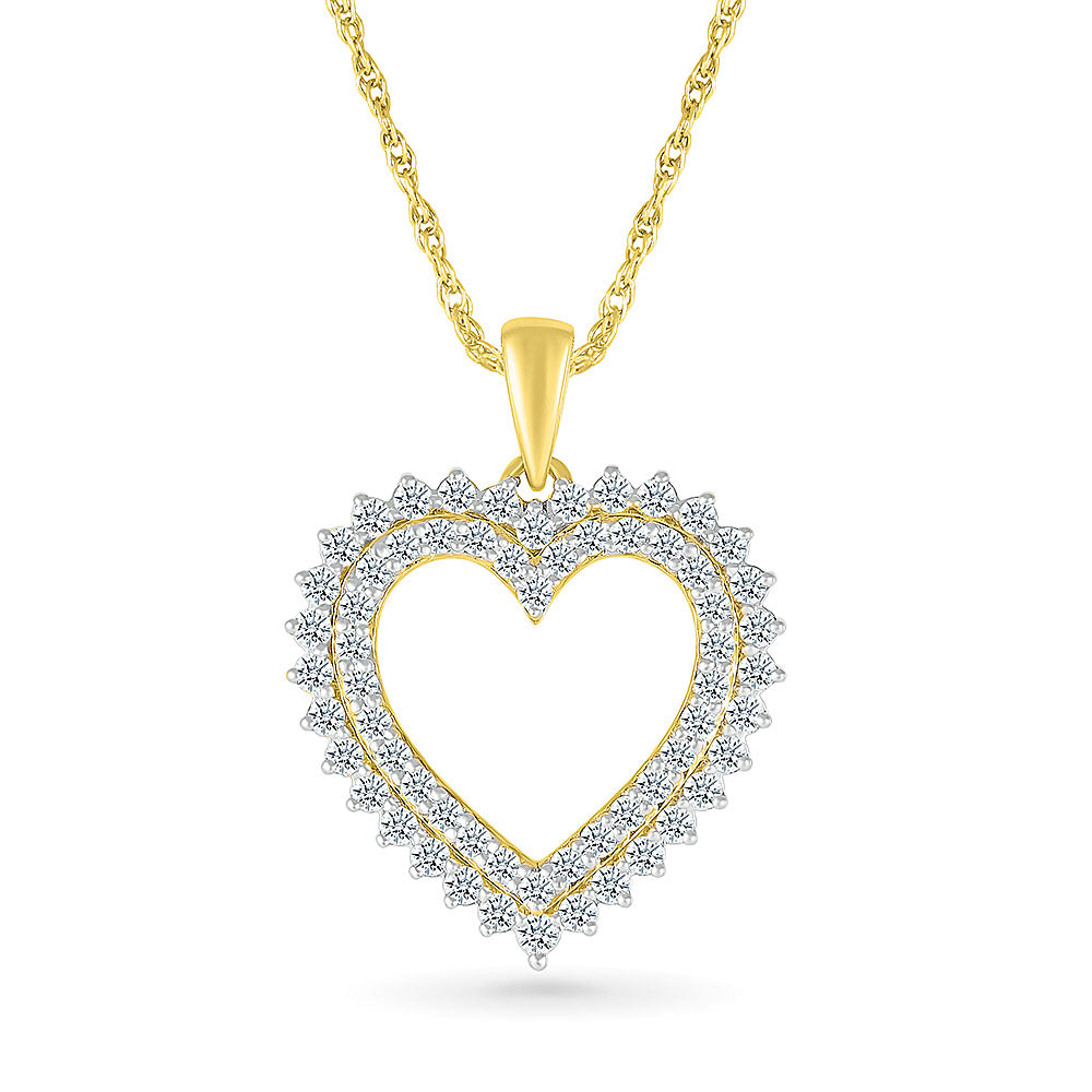 Tilted Heart Gold Diamond Pendant