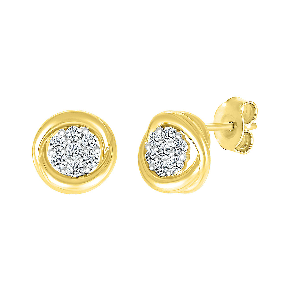 Gold Frame Diamond Stud Earrings
