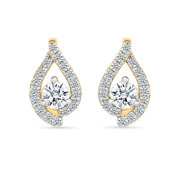 ゆめりすと13    150  シャンパンゴールド 18K Gold-Plated Earrings Adorned With Emerald-Cut White