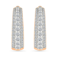 Sparkling Triple Row Diamond Earrings