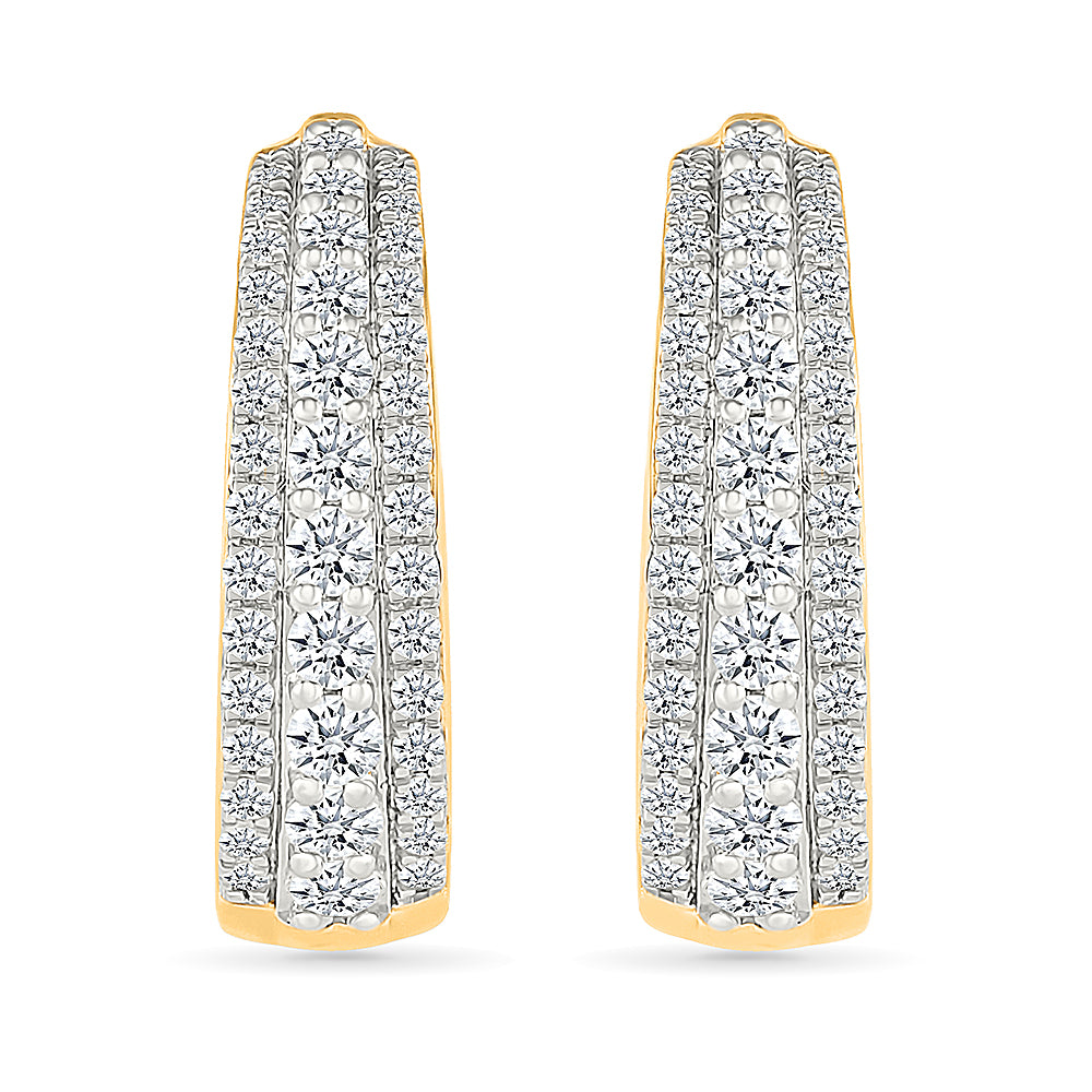 Sparkling Triple Row Diamond Earrings