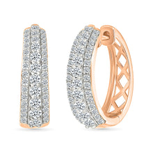 Sparkling Triple Row Diamond Earrings