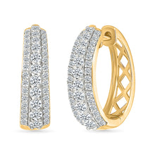 Sparkling Triple Row Diamond Earrings