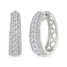 Sparkling Triple Row Diamond Earrings