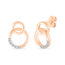 Interlocking Gold Circle with Diamonds Earrings
