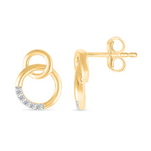 Interlocking Gold Circle with Diamonds Earrings