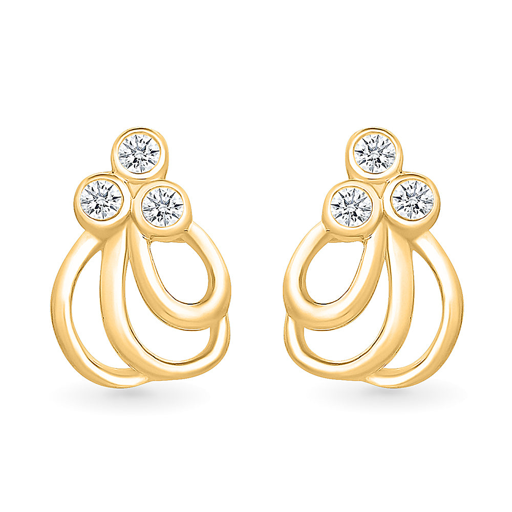 Trefoil Sparkle Gold & Diamond Earrings