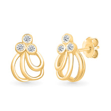 Trefoil Sparkle Gold & Diamond Earrings