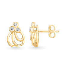Trefoil Sparkle Gold & Diamond Earrings