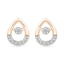 Ovate Drops Gold & Diamond Stud Earrings