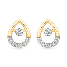 Ovate Drops Gold & Diamond Stud Earrings