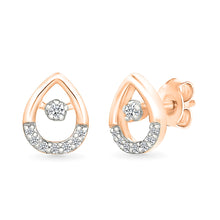 Ovate Drops Gold & Diamond Stud Earrings