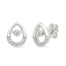 Ovate Drops Gold & Diamond Stud Earrings
