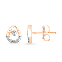 Ovate Drops Gold & Diamond Stud Earrings