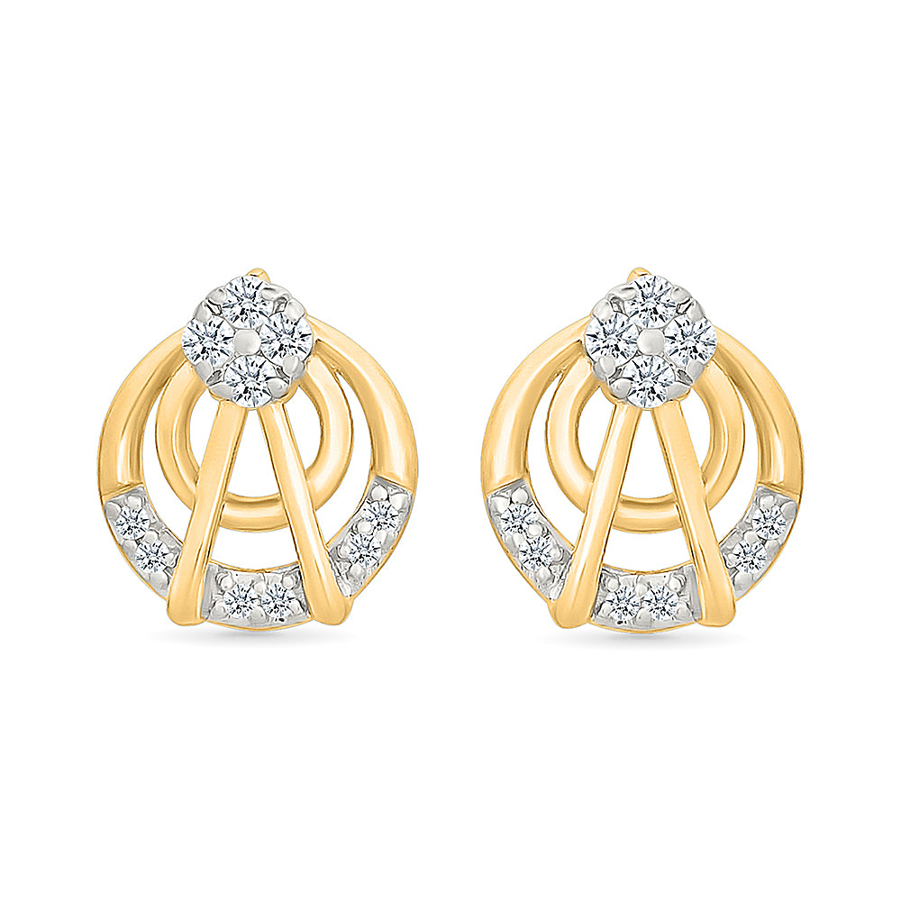 Trio Interlocking Gold & Diamond Stud Earrings