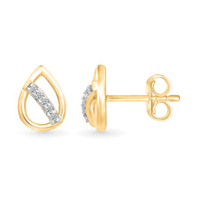 Twinkling prolate Gold & Diamond Stud Earrings