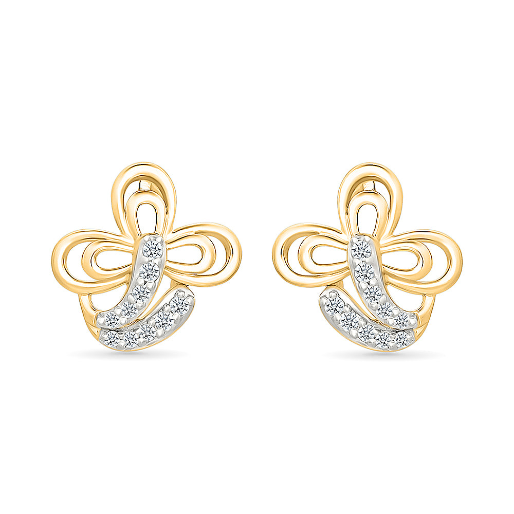 Cloverleaf Charm Gold & Diamond Studs Earrings