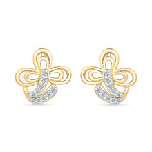 Cloverleaf Charm Gold & Diamond Studs Earrings