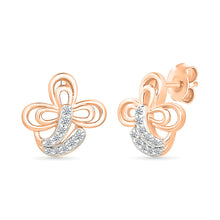 Cloverleaf Charm Gold & Diamond Studs Earrings