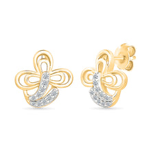 Cloverleaf Charm Gold & Diamond Studs Earrings