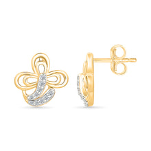 Cloverleaf Charm Gold & Diamond Studs Earrings