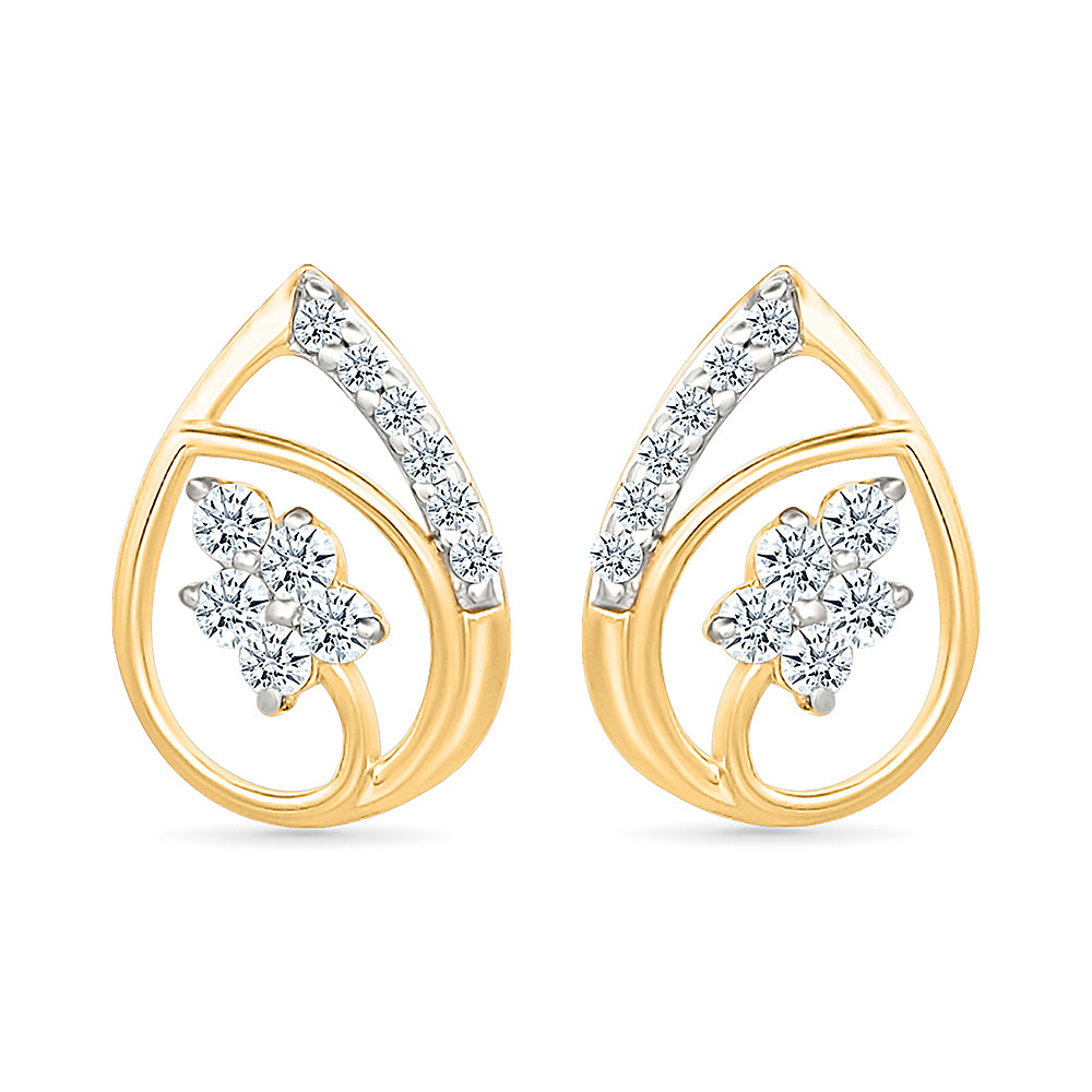 Charming Dewdrop Gold & Diamond stud Earrings