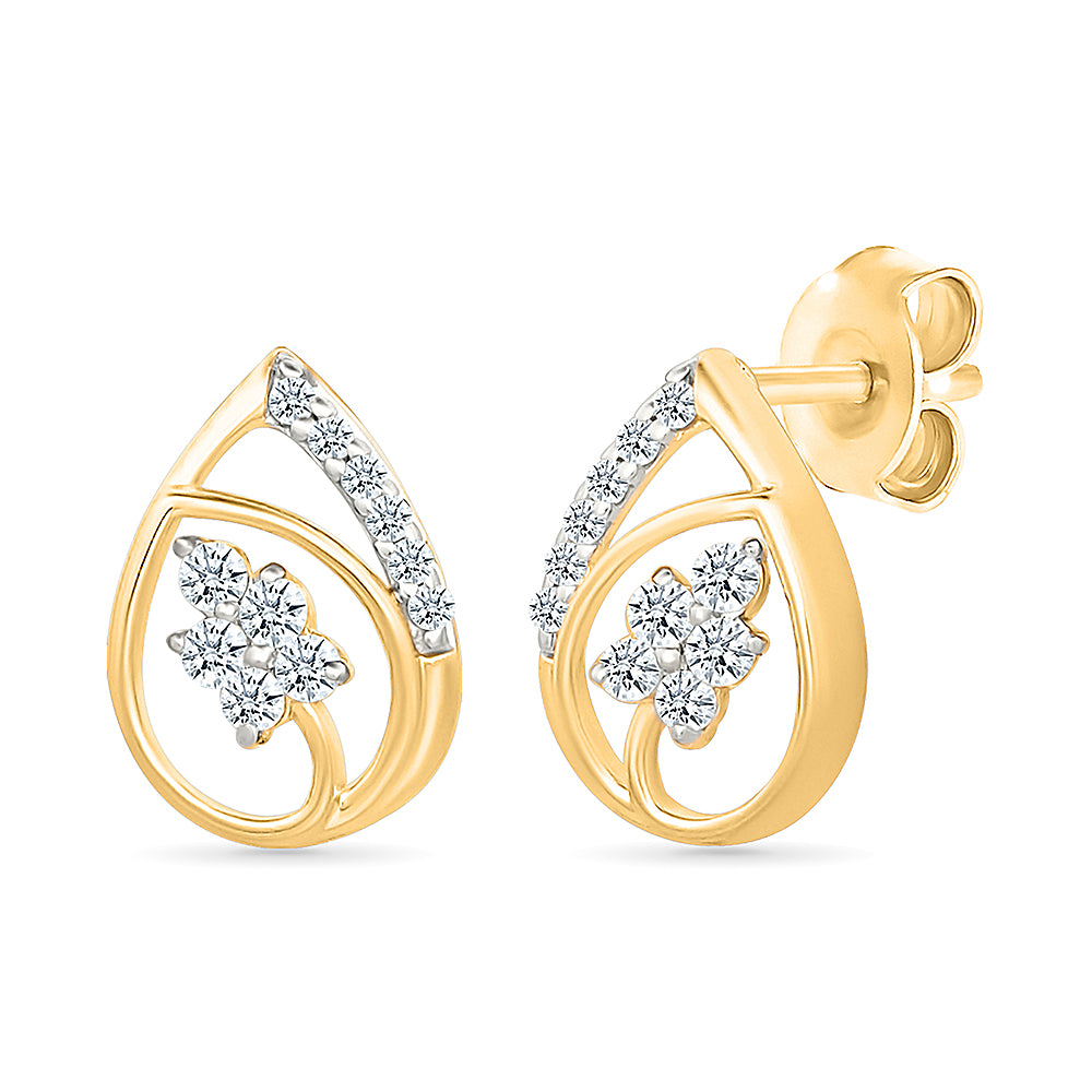 Charming Dewdrop Gold & Diamond stud Earrings