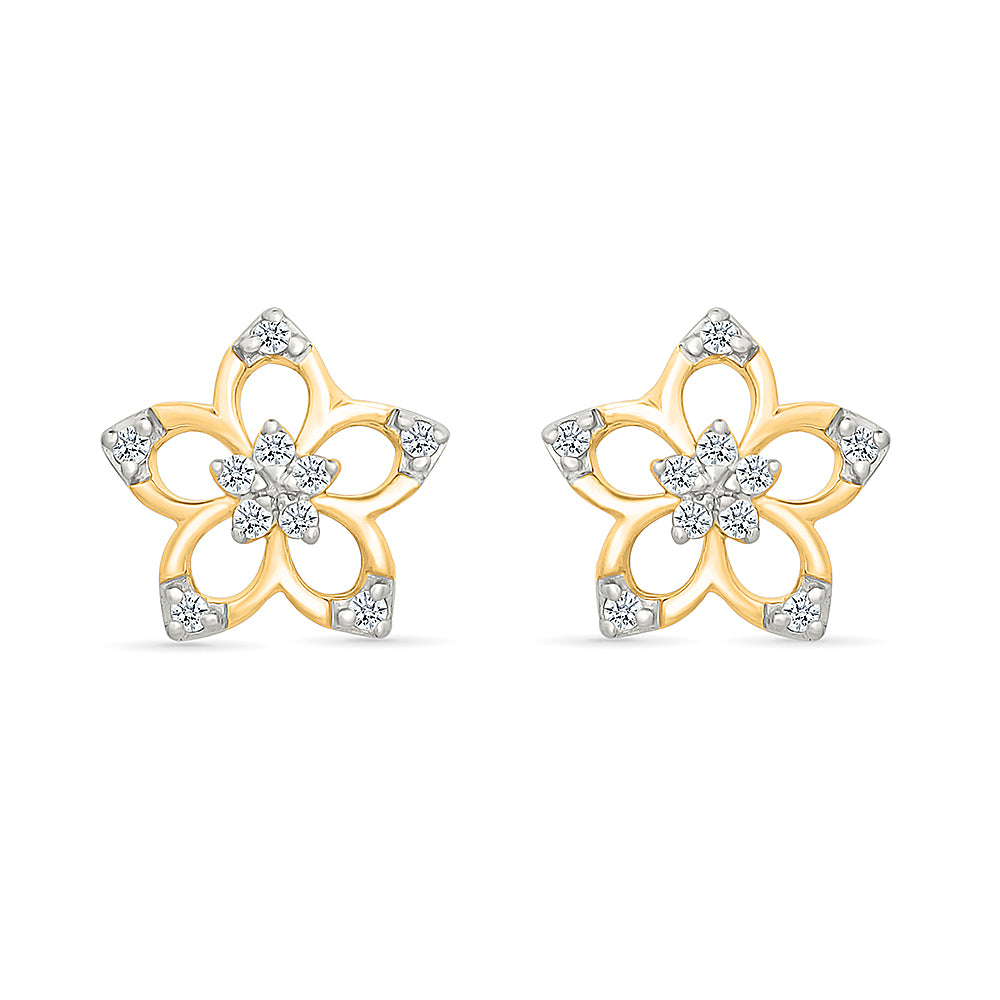 Petals Daisies Gold & Diamond Stud Earrings