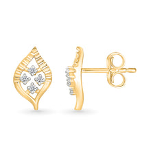 Dazzling Leaf Gold & Diamond stud Earrings