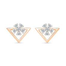 Floral Trigonal Gold & Diamond Studs Earrings
