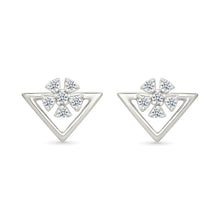 Floral Trigonal Gold & Diamond Studs Earrings