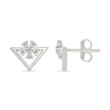 Floral Trigonal Gold & Diamond Studs Earrings