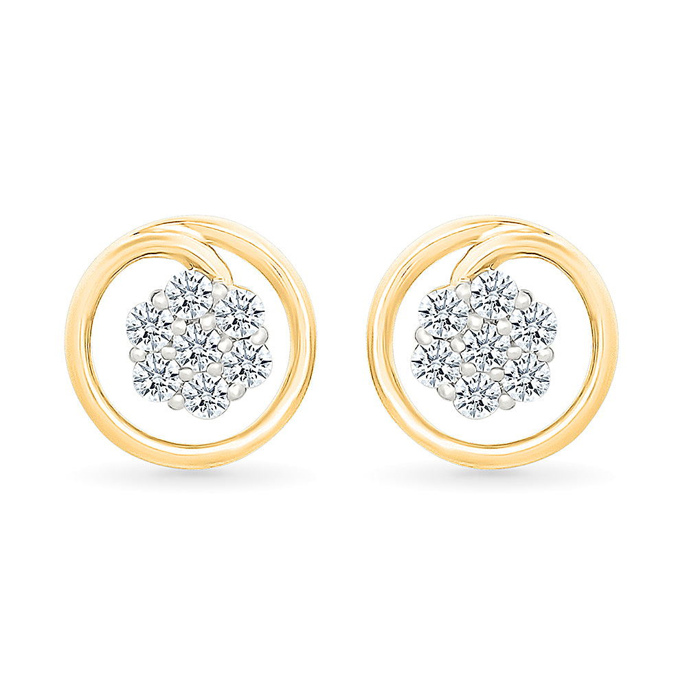Glimmering Orbit Gold & Diamond stud Earrings