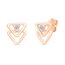 Halo Trigon Gold & Diamond Stud Earrings