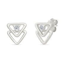 Halo Trigon Gold & Diamond Stud Earrings