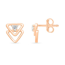 Halo Trigon Gold & Diamond Stud Earrings