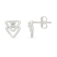 Halo Trigon Gold & Diamond Stud Earrings