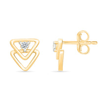 Halo Trigon Gold & Diamond Stud Earrings
