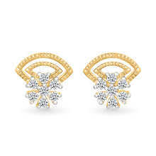 Floral Enticing Gold & Diamond Studs Earrings
