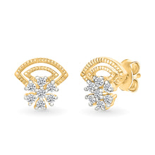 Floral Enticing Gold & Diamond Studs Earrings