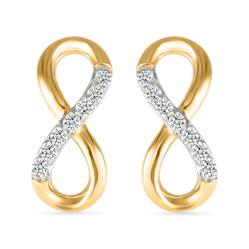 Gold Infinity Diamond Stud Earrings
