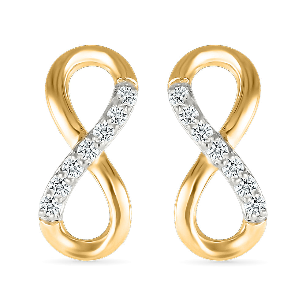 Gold Infinity Diamond Stud Earrings