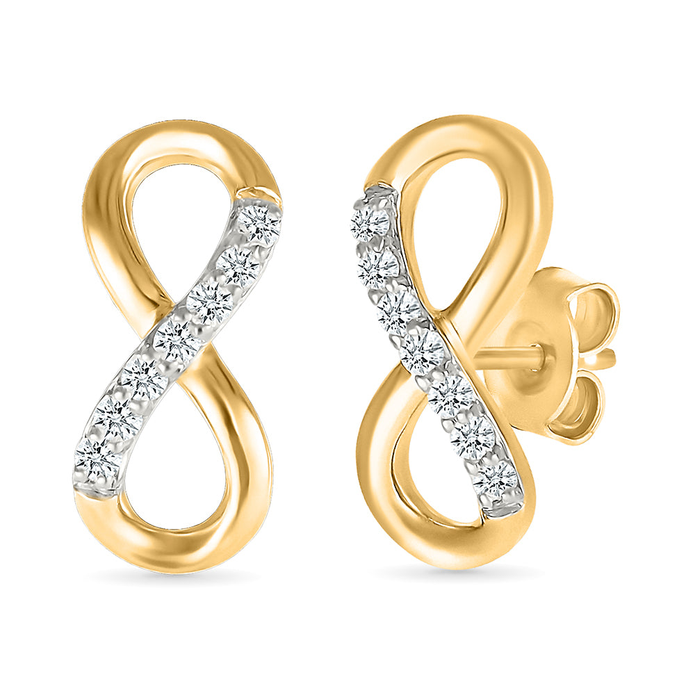 Gold Infinity Diamond Stud Earrings