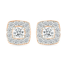 Square Contour Diamond Stud Earrings