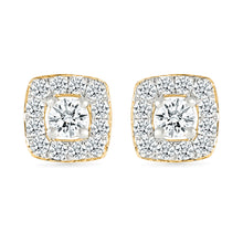 Square Contour Diamond Stud Earrings