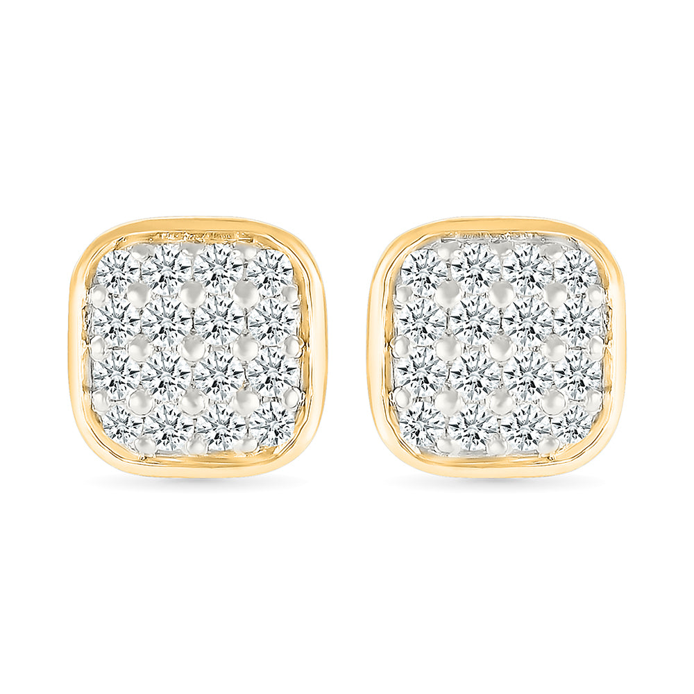 Gold Love Square Stud Earrings