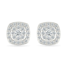 Deco Square Diamond Stud Earrings