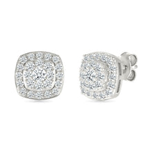 Deco Square Diamond Stud Earrings